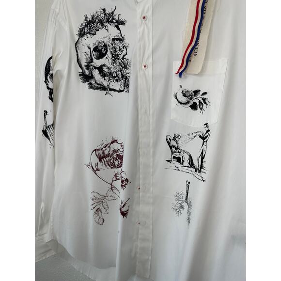 NWT Libertine Silk Screen Melange Deconstructed Mandarin Button Shirt L / XL - Picture 5 of 16